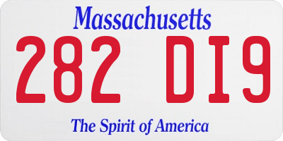 MA license plate 282DI9