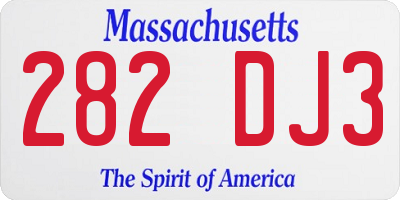 MA license plate 282DJ3