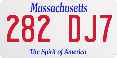 MA license plate 282DJ7