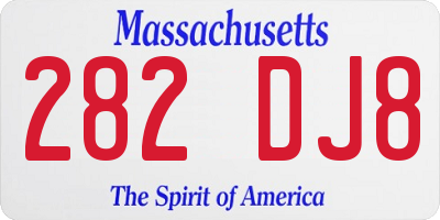 MA license plate 282DJ8