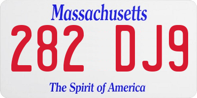 MA license plate 282DJ9