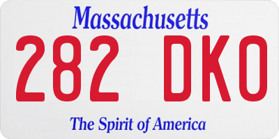 MA license plate 282DK0
