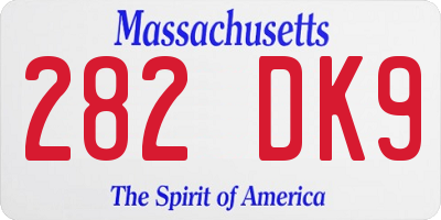 MA license plate 282DK9