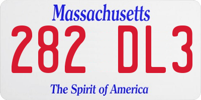 MA license plate 282DL3