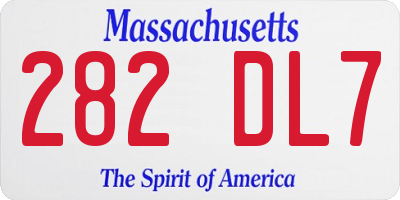 MA license plate 282DL7