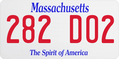 MA license plate 282DO2