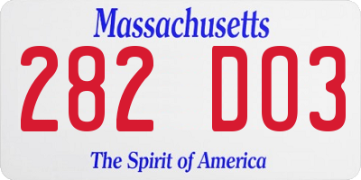 MA license plate 282DO3