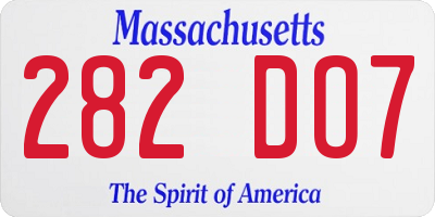 MA license plate 282DO7