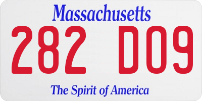 MA license plate 282DO9
