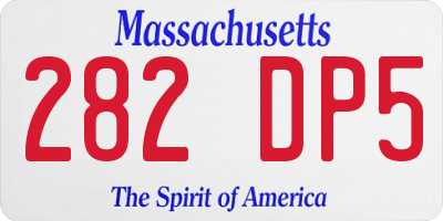 MA license plate 282DP5