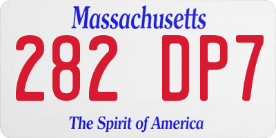 MA license plate 282DP7