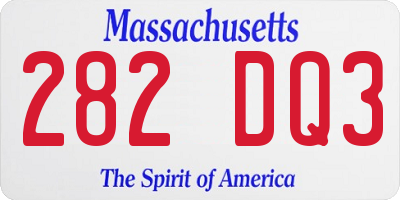 MA license plate 282DQ3