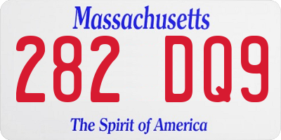 MA license plate 282DQ9