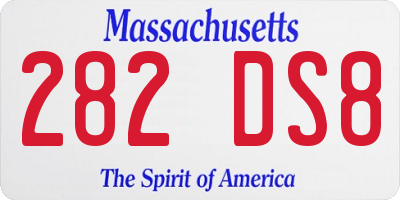 MA license plate 282DS8