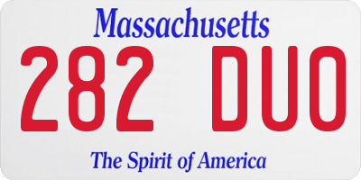 MA license plate 282DU0