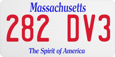 MA license plate 282DV3