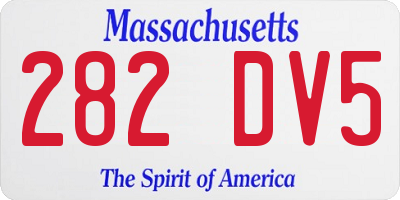 MA license plate 282DV5