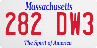 MA license plate 282DW3