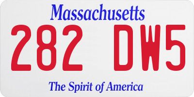 MA license plate 282DW5