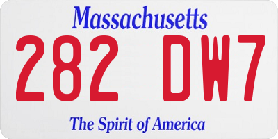 MA license plate 282DW7