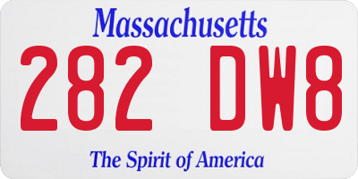 MA license plate 282DW8
