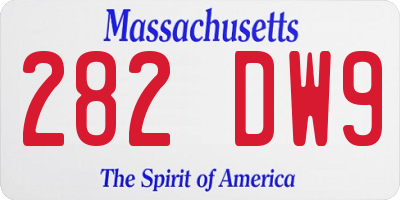 MA license plate 282DW9