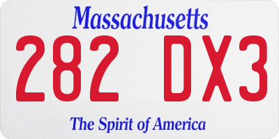 MA license plate 282DX3