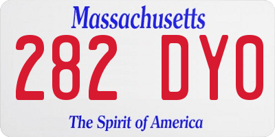 MA license plate 282DY0