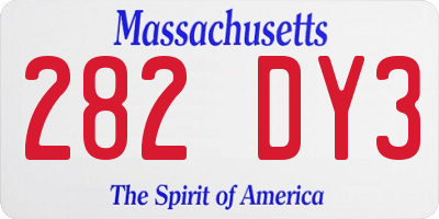 MA license plate 282DY3