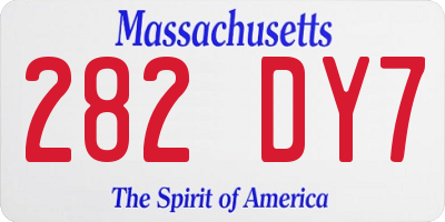 MA license plate 282DY7