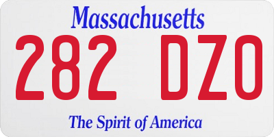 MA license plate 282DZ0
