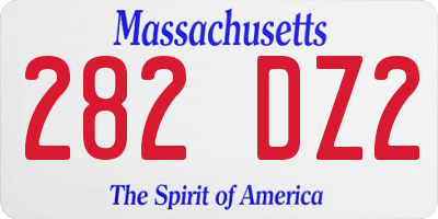 MA license plate 282DZ2