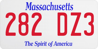 MA license plate 282DZ3