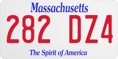 MA license plate 282DZ4