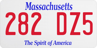 MA license plate 282DZ5