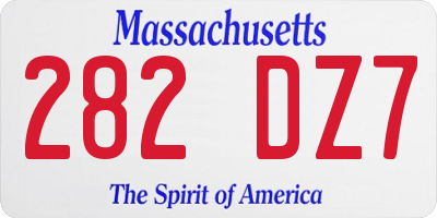 MA license plate 282DZ7