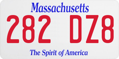 MA license plate 282DZ8