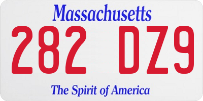 MA license plate 282DZ9