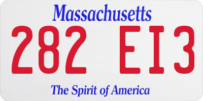 MA license plate 282EI3