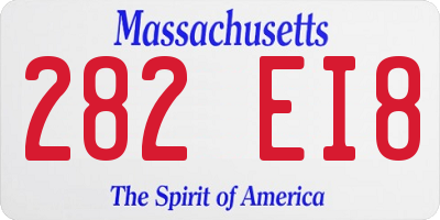 MA license plate 282EI8