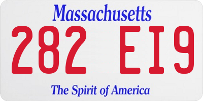 MA license plate 282EI9