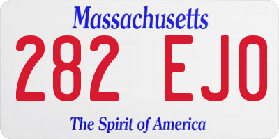 MA license plate 282EJ0