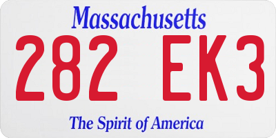 MA license plate 282EK3