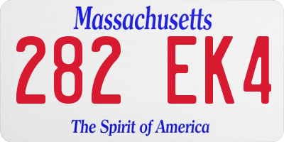 MA license plate 282EK4