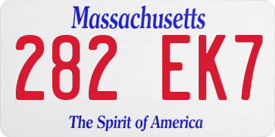 MA license plate 282EK7
