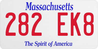 MA license plate 282EK8
