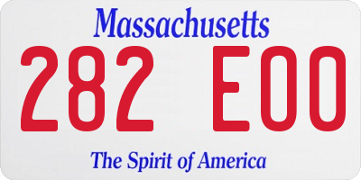 MA license plate 282EO0