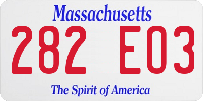 MA license plate 282EO3
