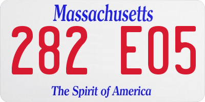 MA license plate 282EO5