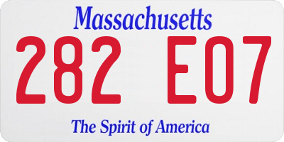 MA license plate 282EO7